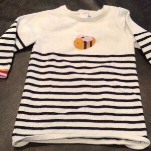 JACADI Kids White & Navy Striped Bee Sweater Top